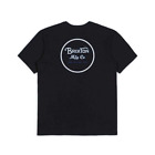 Genuino Brixton Ruedas II Manga Corta Camiseta de Calidad - Negro-Azul