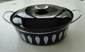 Cazuela horno holandés rara MCM moderna Catherineholm esmalte negro Lotus 10,5" - Imagen 1 de 14