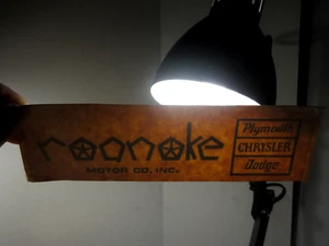 vintage Roanoke Plymouth Chrysler Dodge IL auto car dealership decal sticker - Picture 1 of 3