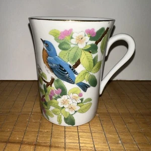 Vintage Gibson Otagiri Japan Porcelain Lazuli Bunting Bird Coffee Mug Teacup - Picture 1 of 8
