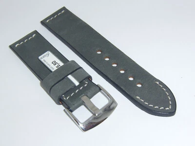 Ремешок для часов FLUCO (Германия) натуральная винтажная кожа 24 мм серый «РОДЕО ПАН»  - Изображение 1 из 3