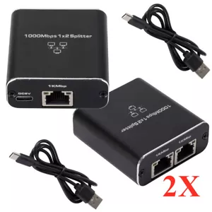 2X LAN Splitter 1 auf 2 Gigabit Ethernet Switch 2-Port Netzwerk Kabel Verteiler - Bild 1 von 10