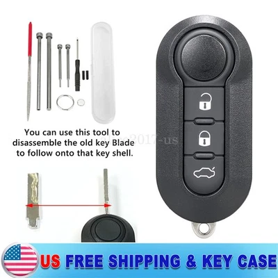 Para 2012 2013 2014 2015 2016 2017 Fiat 500 Mando a distancia abatible Llavero FUNDA CARCASA + Herramienta Foto 1 de 4