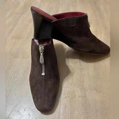 Mules de cuña para mujer Brighton marrón rocker gamuza cuero talla 8,5 M Foto 1 de 4