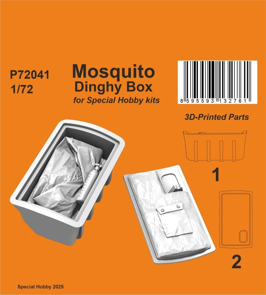 CMK 129-P72041 3D PRINTED PARTS MOSQUITO DINGHY BOX 1/72 / FOR SPECIAL HOBBY KIT - Photo 1/1