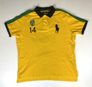 Men's Polo Ralph Lauren Polo Shirt Brazil #14 Big Pony Custom Fit Sz 2XL