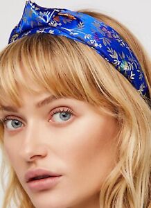 NWT Free People Knotted Brocade Headband, blue multi,one size