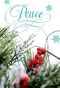 Merry Christmas Peace Winter Snow Cranberry Cranberries Greeting Card - Set of 2 - Picture 1 of 3