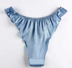 Womens Silk Thongs Tangas Sexy Panties Knickers Cheeky Brazilian High Cut Bikini