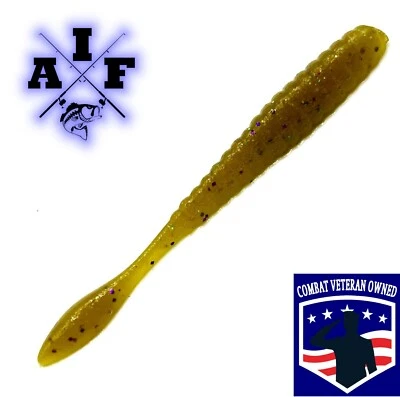 ALL IN FISHING LURES 4” 20ct Goby flat worm Drop Shot Ned Rig soft plastic bait