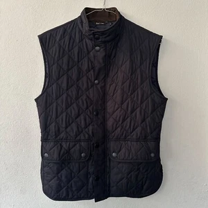 BARBOUR Men's Black Navy Lowerdale Quilted Vest Size Medium - Picture 1 of 10