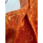 Vintage 1960s curtain, orange gold jewel tones drape, rod pocket, single panel