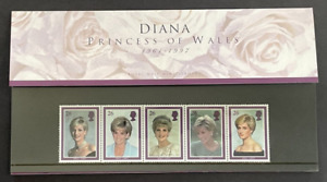 1998  Diana Princess of Wales Royal Mail  MNH 5 Stamp set w/bio & pictures