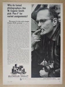 1965 Olympus Pen-F Camera Photographer W. Eugene Smith vintage print Ad - Imagen 1 de 1