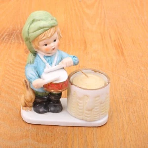 Vintage Drummer Boy Candle Holder Luvkins Hand Painted Porcelain Tealight - Picture 1 of 7