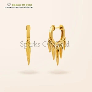 14k Solid Yellow Gold Chandelier Huggie Earrings Fine Jewelry Anniversary Gift - Picture 1 of 3