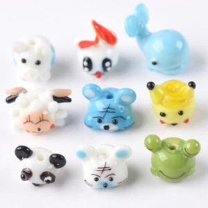 2 piezas cuentas sueltas de vidrio con forma animal hechas a mano para hacer joyas hágalo usted mismo - Imagen 1 de 25