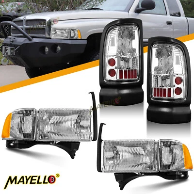 4 piezas faros + luces traseras halógenas 94-02 para Dodge RAM 1500 2500 3500 1994-2001 Foto 1 de 4