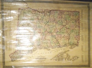 S.D. Tilden NEW MAP OF CONNECTICUT 1871 Very Good 23x29 - Picture 1 of 7