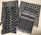 Four Scarfs-shawls, Cashmere Germany, Mixit, Chevron, Herringbone, Black White