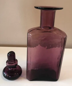 Vintage Rainbow Hand Blown Art Glass Decanter with Stopper Amethyst MCM 1950’s - Picture 1 of 17
