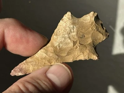 很好的正品 FLORIDA ARCHAIC KIRK STEMMED DEEP SOUTH ARROWHEAD EX B. BOWLES — 第 1/4 张图片