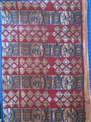 Fabric, Sotiba Dakar Senegal, African Print, Reds & Browns & Black 67" x 42" - Image 1 of 4