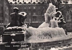 0537) CARTOLINA TORINO FONTANA ANGELICA GHIACCIATA INVERNO VIAGGIATA - Picture 1 of 2