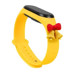 Opaska Noël Xaomi Mi Band 3/4 - Bracelet Silicone Jaune Clochettes - Zdjęcie 1 z 2
