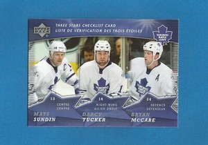 Sundin/Tucker/McCabe 2007-08 Upper Deck McDonald's Hockey Checklist #CL2 (NM)