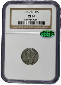 1942/41 NGC XF40 Mercury Dime with CAC Label - Picture 1 of 3