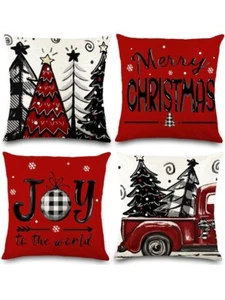 4 Fundas Decoradas Para Almohadas De Sofá De Navidad Holidays 18X18 - Picture 1 of 3