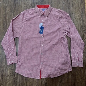 Gionni Herren XL rot kariert Langarm Knopfleiste Hemd neu mit Etikett $ 58 - Bild 1 von 6