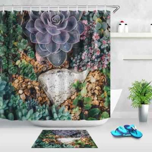 Revestimiento de cortina de ducha de poliéster impermeable para baño plantas suculentas resistente al agua - Imagen 1 de 8