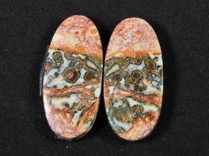 27Cts.Natural Leopard Skin Jasper Matched Pair Handmade Gemstone 14X28X03 MM - Picture 1 of 9