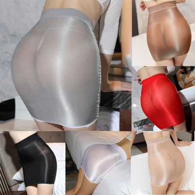 Sexy Damen Mini Rock Glanz Durchsichtig Minirock Stretch Bleistiftkleid Babydoll - Bild 1 von 4