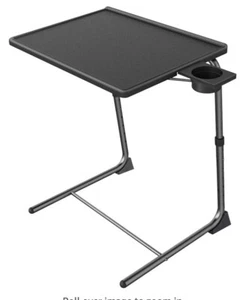 Adjustable TV Tray Table- with Cup Holder (Black) - Picture 1 of 3