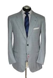 Chaqueta Kiton T. 52 cachemira azul Glencheck en blanco 3 roll2 cosida a mano NP: 6129 € - Imagen 1 de 11