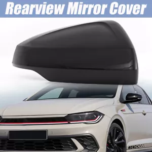 Gloss Black Door Wing Rearview Mirror Cover Cap For VW Polo 2019~2023 Right Side - Picture 1 of 12