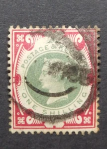 GB QV 1887 1s Green & Carmine - Good Used - CV £140. - Bild 1 von 2