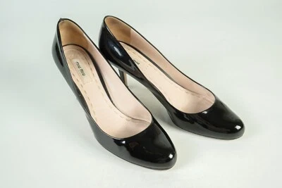Miu Miu Italy Heels Black Vinyl Shoes Size 40 US 9 - Image 1 of 4