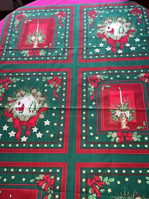 Tissu vintage en coton  décor Noël pour coussin  larg 80 cm x H 120 cm réf C609 - Photo 1/4