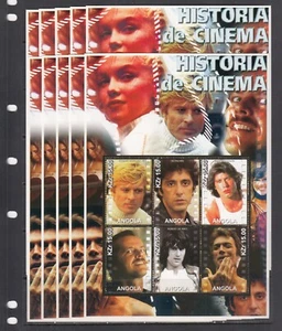 Al Pacino Robert de Niro Movie Actors 2002 Angola 6v M/s perf X 10 Wholesale lot - Picture 1 of 2