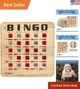 25-Pack Reusable Bingo Cards with Sliding Windows - Woodgrain, Durable Design - Picture 1 of 9
