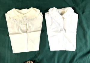 2 Vintage Leinen 50er Jahre Mädchen Dickies, Unterblusen, Jabot mit Spitze, Ösen - Bild 1 von 11