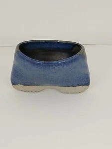 Studio Pottery Blue Jean Planter Artist Initials ASP Blue Glaze Footed Base - Picture 1 of 8