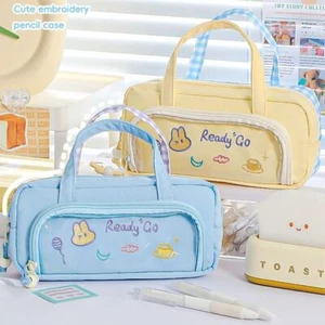 Embroidery Cartoon Pencil Case Portable Multi-layer Stationery Bag Students - Picture 1 of 12