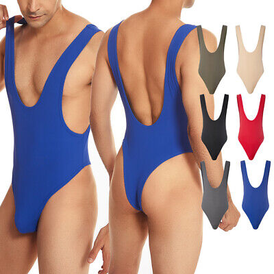 Mens One-Piece Underwear Leotard Bodysuit Swimwear Wrestling Singlet Undershirt • 12.30€