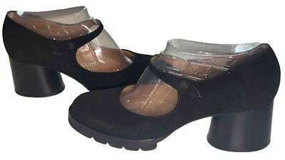 Salto Walter Steiger camurça preta Mary Jane 2,5” feito à mão vintage tamanho 9,5 - Imagem 1 de 4