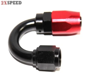 Black+Red 180 Degree AN-6 AN6 Swivel Fuel Oil Gas Line Hose End Fitting Adapter - Bild 1 von 4